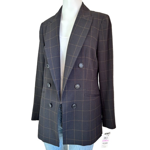 Bar III Open-Front Blazer Womens Size 6 Small Black Check Long Sleeve MSRP $119 - Picture 7 of 10